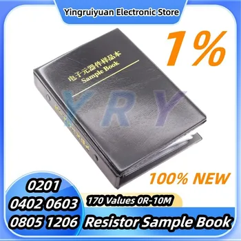Справочник образцов резисторов SMD 0201/0402/0603/0805/1206 Электронный компонент 1% FR-07 SMT 170 Значений Сопротивления чипа для образцов Smd 0R-10M
