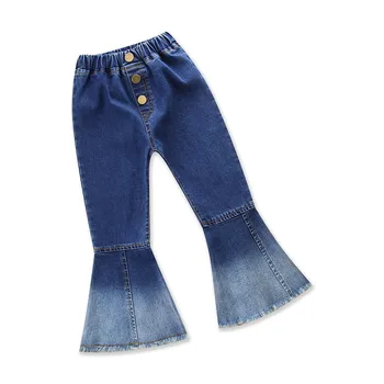 Брюки для девочек в стиле пэчворк, брюки градиентного цвета, джинсовые брюки, короткие леггинсы для девочек, детские зимние штаны для девочек