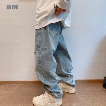 Корейские хип-хоп Рваные Мешковатые джинсы, мужская одежда, Японская уличная одежда, джинсовые брюки-карго с прямыми штанинами, Повседневные брюки Harajuku, мужские