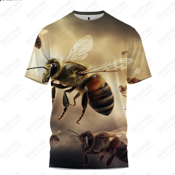 Футболка с 3D принтом Animal Honey Bee, мужская Летняя Модная футболка, Повседневная футболка с короткими рукавами, Уличная футболка в стиле Харадзюку