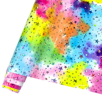 Радужный градиентный звездный узор; модная текстура из искусственной кожи 46x135 см; искусственная ткань для рукоделия; кожаные серьги; сумочка с бантом; шитье