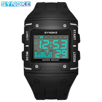SYNOKE Мужские цифровые часы с большим циферблатом Водонепроницаемые электронные часы Мужские спортивные наручные часы Цифровые часы для мужчин Relogio Masculino