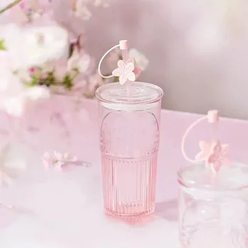 Новое стекло в виде цветка персика, Стеклянная соломинка, чашка для воды, Кофейная чашка, Кофейная чашка для Богини, 550 мл