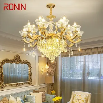 Современная люстра RONIN Золотая Роскошная свеча Подвесной светильник светодиодные хрустальные светильники для домашнего декора гостиной спальни