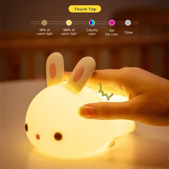 Пульт Дистанционного Управления 16 Цветов USB Перезаряжаемый Силиконовый Кролик Лампа для Детей Детская Игрушка В Подарок Сенсорный Датчик RGB LED Rabbit Night Light