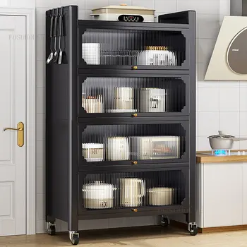 Современные металлические кухонные шкафы Кухонная мебель Многослойный шкаф для хранения, Напольные стеллажи, Многофункциональный шкаф для посуды U