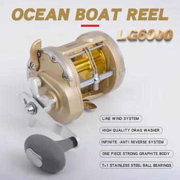 2023 Катушка для ловли рыбы на лодке нового стиля LG6000, катушка для глубоководного троллинга, 24 кг рыболовных снастей с тормозным усилием