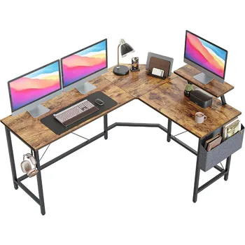Современный компьютерный офисный стол Cubiker L-образной формы, угловой игровой стол с подставкой для монитора, Рабочее место для домашнего офиса, письменный стол для учебы