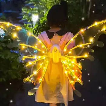 Костюм феи с крыльями бабочки на Хэллоуин С музыкой, Светящийся блестящий костюм девушки Для Хэллоуина, Рождественский декор на День рождения.