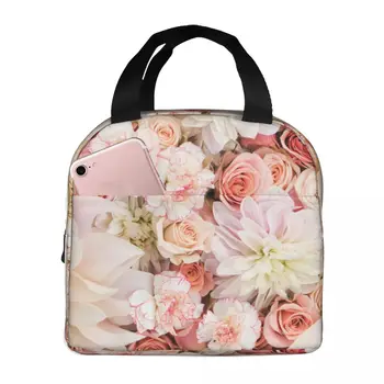 Переносная изолированная Оксфордская сумка для ланча Flowers, Многоразовый Ланч-бокс, органайзер для ланча, термоохладитель, сумка-тоут