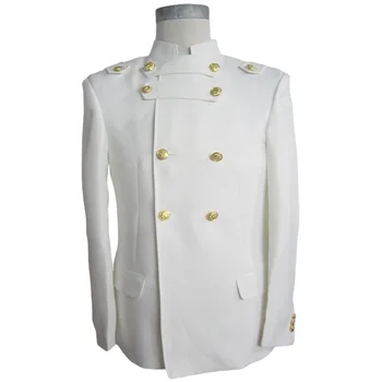 Свадебный костюм для мужчин, белый Комплект из 2 предметов, Двубортный блейзер с золотыми пуговицами, модный пиджак, брюки, свадебный наряд жениха