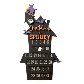 Адвент-Календарь на Хэллоуин 2023, Деревянный Детский Адвент-календарь в форме замка, Съемный Детский Адвент-Календарь, Орнамент для рабочего стола