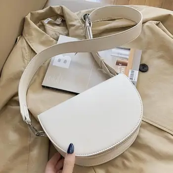 Ретро однотонная седельная сумка, высококачественные сумки через плечо из искусственной кожи для женщин, 2023 Новые женские сумки через плечо