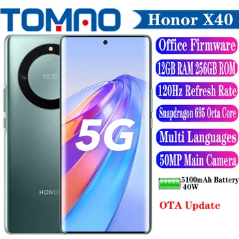 Официальный Оригинальный Новый Сотовый Телефон Honor X40 5G Snapdragon 695 Octa Core 6,67 дюйма 120 Гц 50 Мп Задняя Камера 5100 мАч Аккумулятор 40 Вт OTA