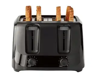 Тостер черного цвета с 6 настройками оттенка и съемным поддоном для крошек