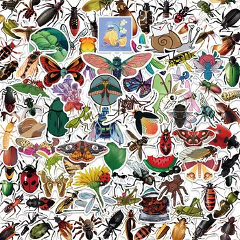 50/100шт Наклейки с насекомыми в виде животных, муравьев, бабочек, наклейка на велосипед, багаж, ноутбук, наклейка на автомобиль, развивающие наклейки для детских игрушек