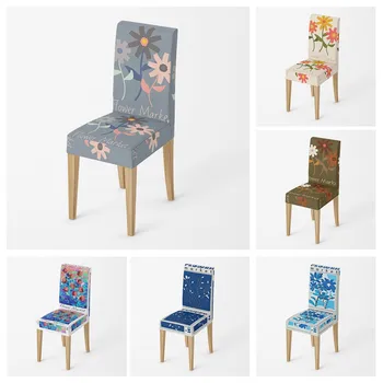 Домашний чехол для стула, стулья для кухни, линии Morandi и цветы, регулируемые обеденные чехлы из эластичной ткани, чехлы для стульев, чехлы для стульев для ср.