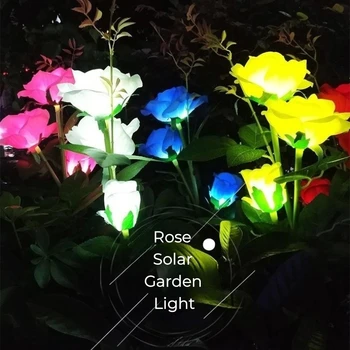 Солнечные фонари в виде цветка розы, Наружный Беспроводной Водонепроницаемый датчик освещения ландшафта сада для декоративных светильников сада и двора