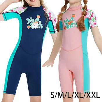 Детские гидрокостюмы для девочек и мальчиков, солнцезащитный купальник на молнии сзади, детский гидрокостюм