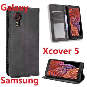Кожаный Бумажник Для Samsung Galaxy Xcover 5 Case Flip Book Stand Card Магнитная Защитная Крышка