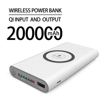 Бесплатная доставка, беспроводной блок питания емкостью 200000 мАч, Двусторонняя быстрая зарядка, Powerbank, портативное зарядное устройство Type-c, внешний аккумулятор для iPhone
