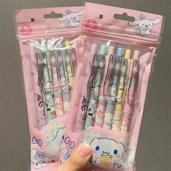 12шт Kuromi Cute 0,5 мм Gel Pen Girl Высококачественная Углеродистая Мультяшная Черная Пуля Для студентов Sanrio School Kawaii Канцелярские Принадлежности