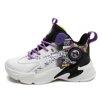 Новая баскетбольная обувь для мальчиков, детские кроссовки, нескользящая детская спортивная обувь на толстой подошве, обувь для тренировки корзин для мальчиков