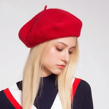 2023 Новая осенне-зимняя шерстяная женская шапка-берет, однотонная шерстяная французская шапка-берет художника, модная повседневная теплая шапка