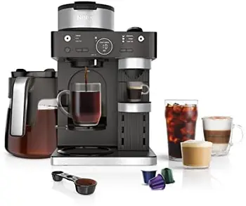 Система для приготовления эспрессо и кофе Barista, Совместимая с кофе на одну порцию и капсулами Nespresso, Графин на 12 чашек, Встроенный вспениватель, E