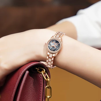 Женские часы Relogio, модные легкие Роскошные кварцевые часы, Женские официальные часы из нержавеющей стали с кристаллами, Женские часы для женщин