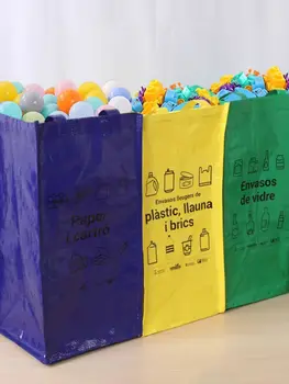Пакеты для сортировки вторсырья с ручкой в виде стеклянной пластиковой бумаги - набор из 3-х, Мусорное ведро для домашнего мусора, корзина для мусора
