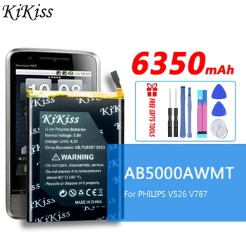 6350 мАч Аккумулятор Большой Мощности Для мобильного телефона Xenium CTV787 CTV526 AB5000AWMT для Мобильного телефона PHILIPS V787 V526 V377 Высокой емкости