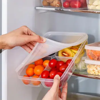 Коробка для хранения С хорошей герметичностью, пищевой Прозрачный Ящик для хранения холодильника с 4 отделениями, Универсальный кухонный органайзер