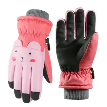 Термальные лыжные перчатки для детей, детские зимние флисовые водонепроницаемые Детские Мультяшные Сноубордические перчатки для катания на лыжах, верховой езды, велоспорта