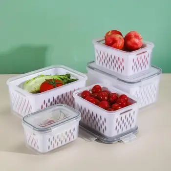 Ящик для хранения со сливной корзиной, фильтрующий влагу, Ящик для хранения, Многофункциональный ящик для хранения овощей, фруктов, Герметичные кухонные инструменты