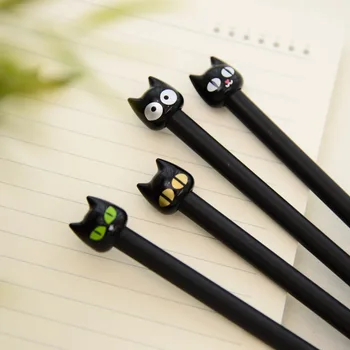 4шт Креативных мультяшных студенческих канцелярских принадлежностей Cute Kawaii Black Cat Гелевая ручка для письма, Школьные канцелярские принадлежности 0,5 мм