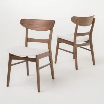 Тканевые обеденные стулья Odelia середины века, комплект из 2 предметов, светло-бежевый