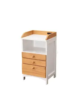 Простая современная прикроватная тумбочка для спальни из массива дерева; многофункциональный прикроватный шкафчик; маленький диван; шкафчик для хранения; детский шкаф для хранения