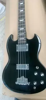 бесплатная доставка черная SG 4-струнная бас-гитара хромированная фурнитура в наличии 2023