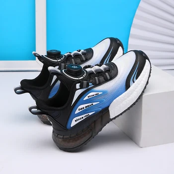 Брендовая спортивная обувь для мальчиков, новая детская спортивная обувь с поворотной пряжкой, дышащая детская спортивная обувь, спортивные кроссовки для мальчиков