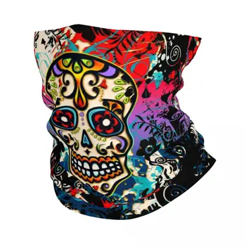 Мексиканский День Мертвых, Бандана с Сахарным Черепом, грелка для шеи, Женская Мужская зимняя лыжная трубка, шарф, гетры, маска для лица на Хэллоуин