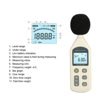 GM1357 30 ~ 130dBA Ручной Шумомер Уровень Звука Децибел Монитор Тестер Давления Аудио Измерение Уровня Звука Цифровой