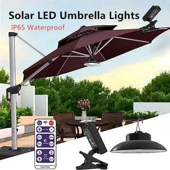 Солнечные светодиодные фонари для зонтов с дистанционным управлением, водонепроницаемые, перезаряжаемые через USB, для пляжной палатки, кемпинга, вечеринки в саду, наружного украшения