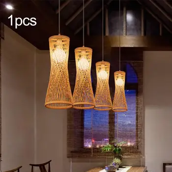 Тканый бамбуковый абажур, креативный чехол для светильника ручной работы, подвесной абажур для кофейни, гостиной, офиса, домашней кухни