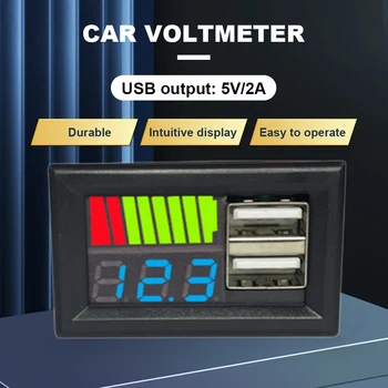 Панель измерителя напряжения 12 В Двойной USB выход Индикатор емкости батареи Цифровой Вольтметр для автомобиля RV Литий свинцовокислотный аккумулятор