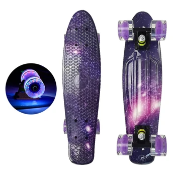 22-дюймовый комплектный мини-крейсерский скейтборд Longboard Flashing Wheels Fish Skate Board для взрослых детей и подростков