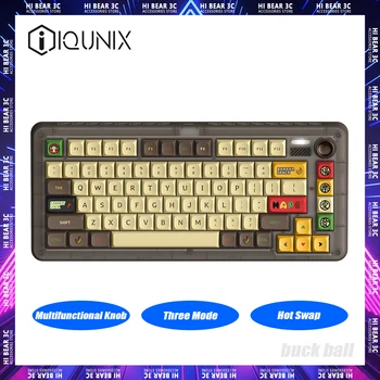 Беспроводная механическая клавиатура IQUNIX ZX75 Многофункциональная ручка Трехрежимная игровая клавиатура с горячей заменой RGB для геймерского ноутбука Mac Office