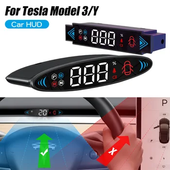 Для Tesla Модель 3 /Y 2019-2023 HUD Мини скрытый головной дисплей Встроенный дизайн ЖК-дисплей HD Спидометр Простота установки